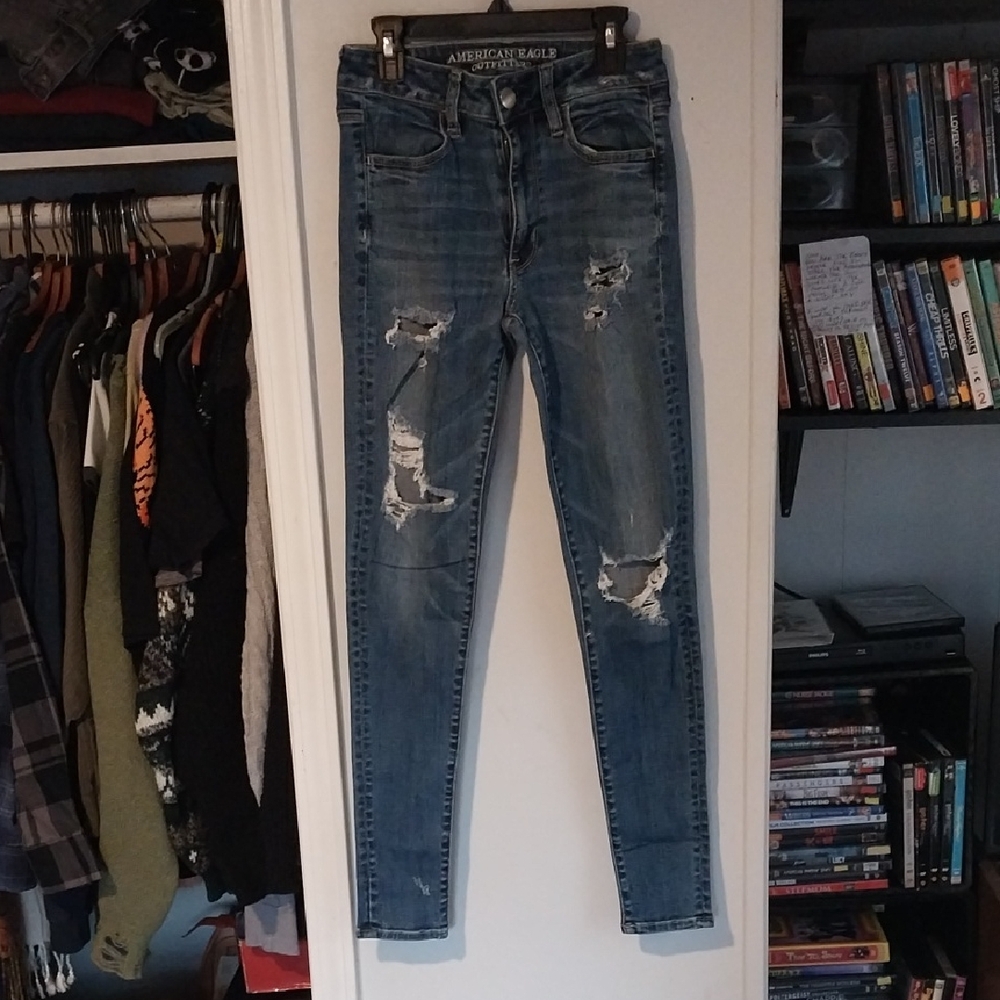 American Eagle Outfitters Women's Ripped Skinny Jeans - Blue
